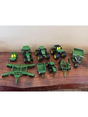 Ertl John Deere Tractor and Farm Implements Set of 9